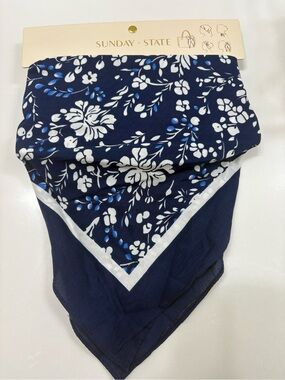 Sunday State Navy Floral Bandana Wrap Scarf